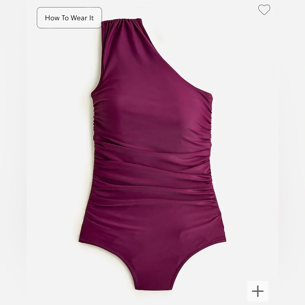J. Crew NWT Ruched‎ One-Shoulder One-Piece - Purple Iris